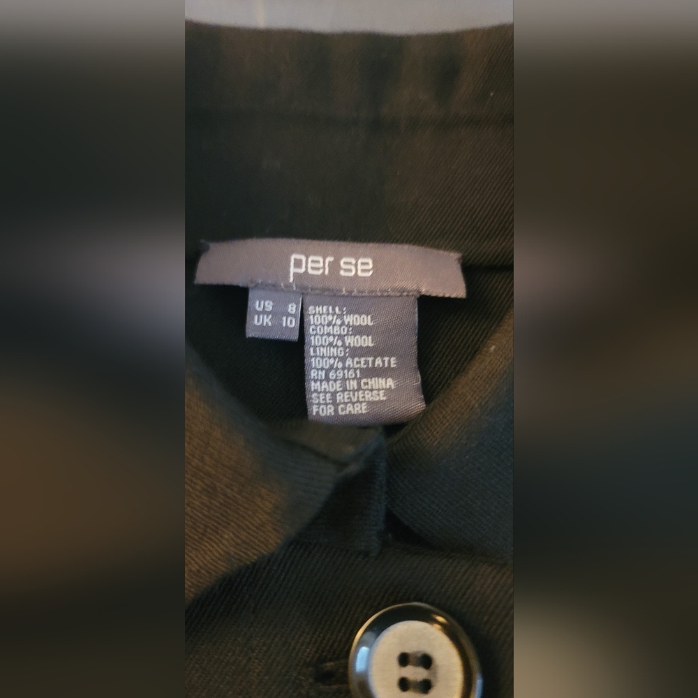 Per Se Black and White Geometric Colorblock Long Blazer Jacket Coat Size 8 - Picture 6 of 8